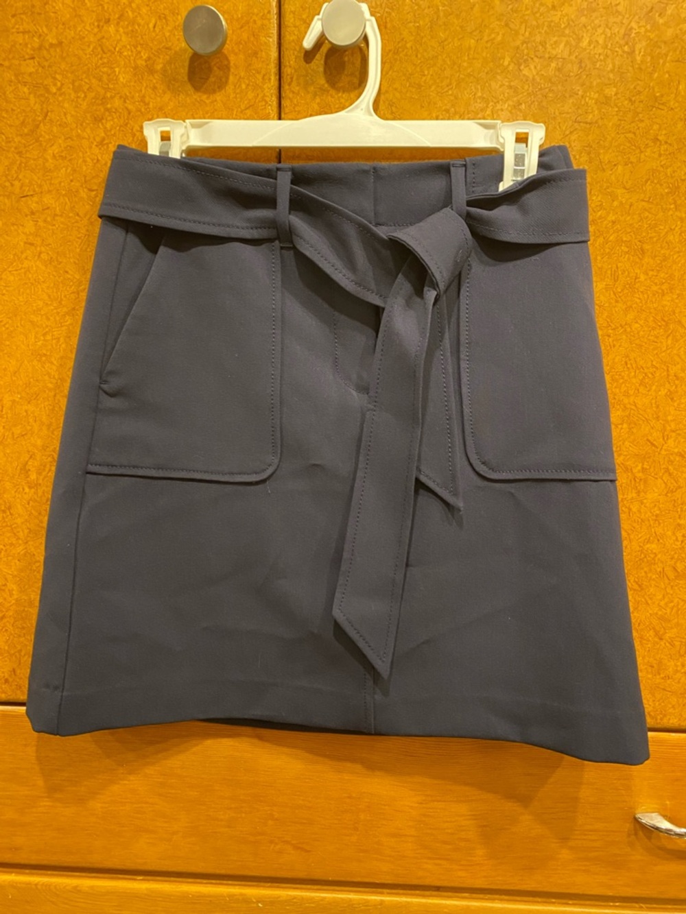 LOFT Navy Tie-Waist Mini Skirt